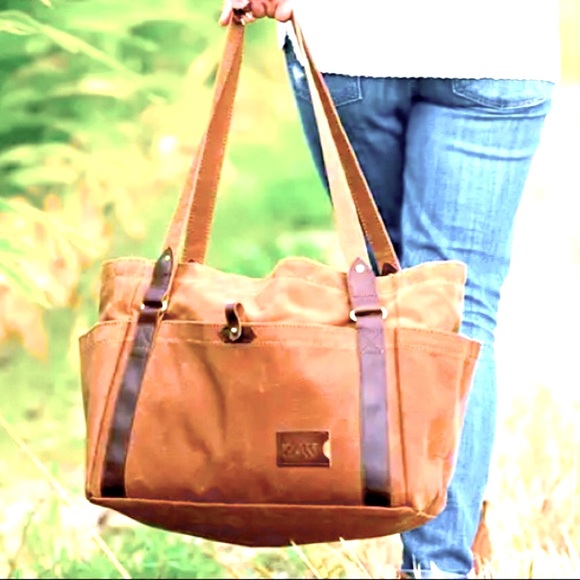 NEW Clark & Taft #521 Large Waxed Canvas Carryall Tote Bag USA brown leather - Picture 1 of 16